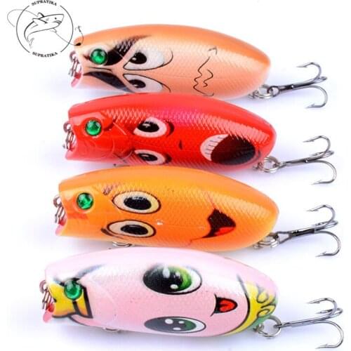 Artificial Floating Crank bait 1Pcs 6cm/10.4g 8#With Hooks Popper Sea Fishing Lure Baits 3D Painting Isca Tackle