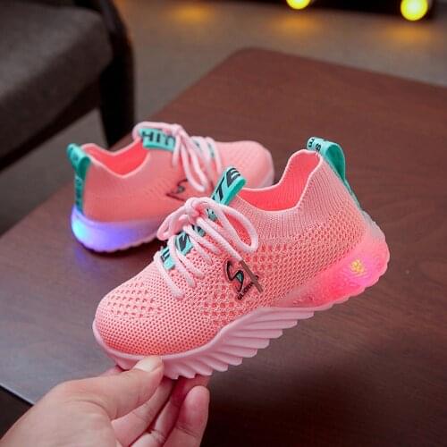 TELOTUNY shoes for baby bon New Autumn Children Kid Baby Girls Boys Letter Led Luminous Sport Run Sneakers Mesh Casual Shoes Jul