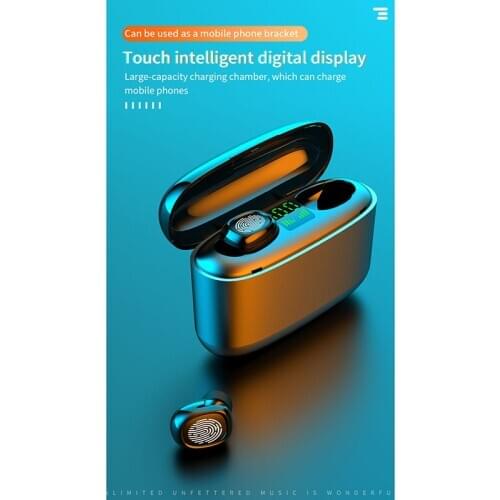 HOT-New 3500Mah LED Bluetooth Wireless Earphones Headphones Earbuds TWS Press Control Sport Headset Noise Cancel Waterproof