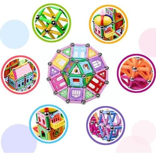107pcs Magnetic Building Blocks Sticks Set Childrens Magnetic Toy Strips Magnetic For Kids Toy Puzzle Develop Beads Educat P9k7