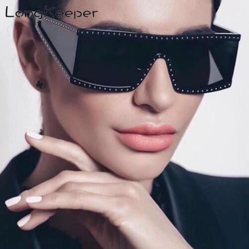LongKeeper brand designer womens sunglasses Retro Crystal Steampunk Eyewear Men mirror de sol de los hombres UV400