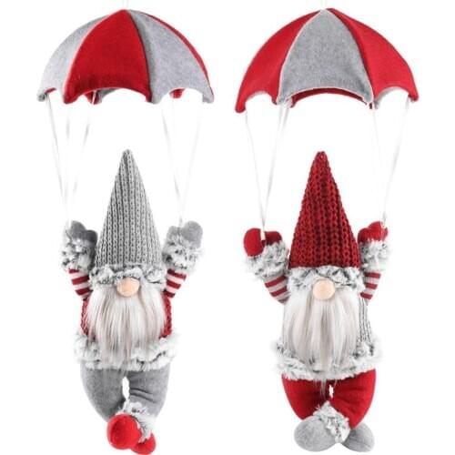 New Christmas Decoration Santa Gnome Plush Doll Pendant Tree Parachute Hanging Ornaments Christmas Crafts