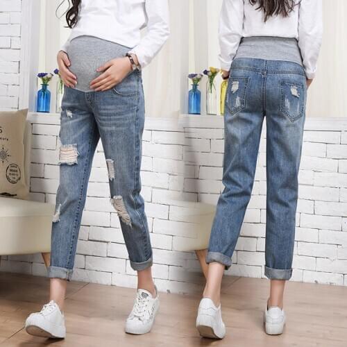 Autumn Winter Maternity Pants Pregnant Women Clothes Adjustable Pregnancy Jeans Pants Elastic Soft Denim Belly Jeans Trousers