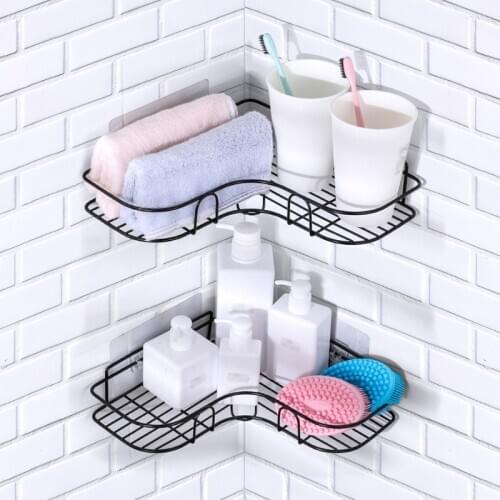 Bathroom Shelf Metal Shelf Storage Rack Stainless Steel Punch-Free Firm Shower Kitchen Fitted Wall Storage Organizer Rack