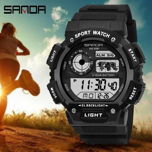 SANDA 2021 Sports Mens Watch Top Military Multi-function 30M Waterproof LED Electronic Watch Mens Clock Relogios Masculino