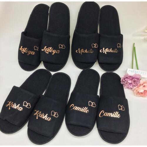 Customize any name Rose Gold Bridesmaid Slippers - Personalized Slippers - Bride Slippers - Slippers -Bridal Party Slippers