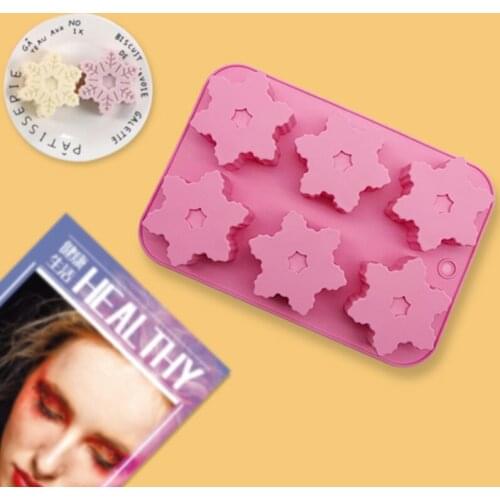 6-Cavities Silicone Mold Cherry Blossoms Snowflake Shape DIY Chocolate Making Mold Cake Cookies Pastry Baking Tool Kitchen