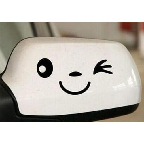 Cute Car Rear View Mirror Sticker Out Car Sticker Smile Joke Auto Mirror Decal SUV PICKUP All Cars Black White DIY Modification