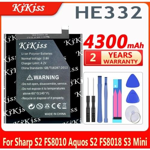 KiKiss 4300mAh HE332 Replacement Battery For Sharp S2 fs8010 Aquos S2 FS8018 S3 Mini S3mini Mobile Phone Batteries