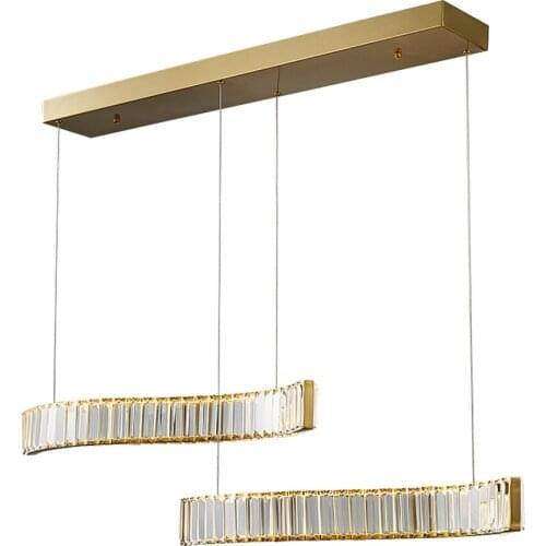 Wave Design LED Crystal Chandelier Stainless Lamp AC110V 220v Long Dining Room Suspension Luminaire