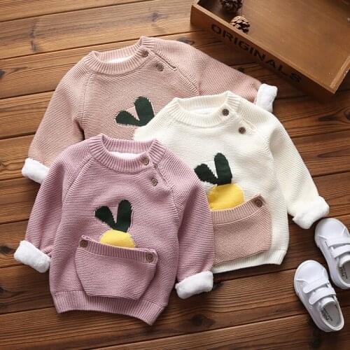 F Baby Boys Girls Warm Sweaters Clothes Toddler Infant Sweater Coats Children Cartoon Thicken Tops Wool Pullovers Clothing