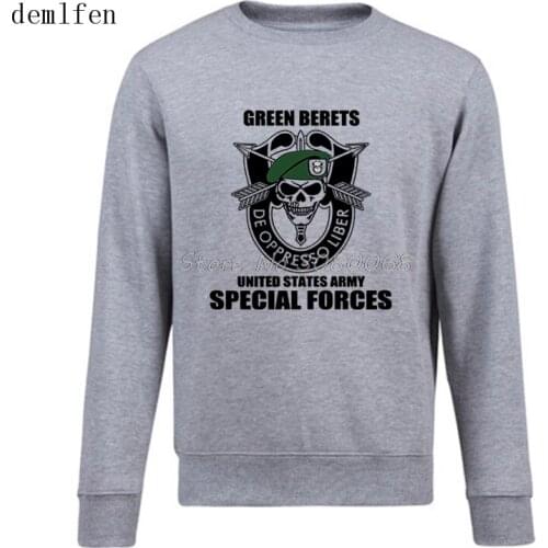Mens Spring Autumn Fashioncasual Cotton Thicken Fleece Sweatshirt Green Berets United States Army Special Forces Hoodies