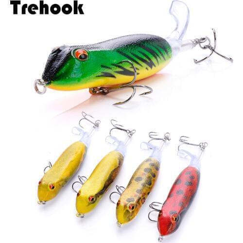 TREHOOK 18g 11cm Frog Isca Artificial Lures Pike Fishing Wobblers Popper Bait Frog Fishing Lure Floating Topwater Whopper Popper