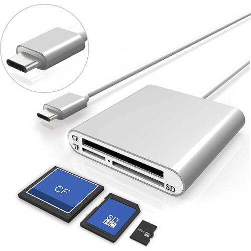 3-in-1 Type C USB 3.0 Memory Card Reader Writer Compact Flash Card Adapter For CF/SD/TF Micro SD/ Micro SDHC/MD/MMC/SDHC/SDXC
