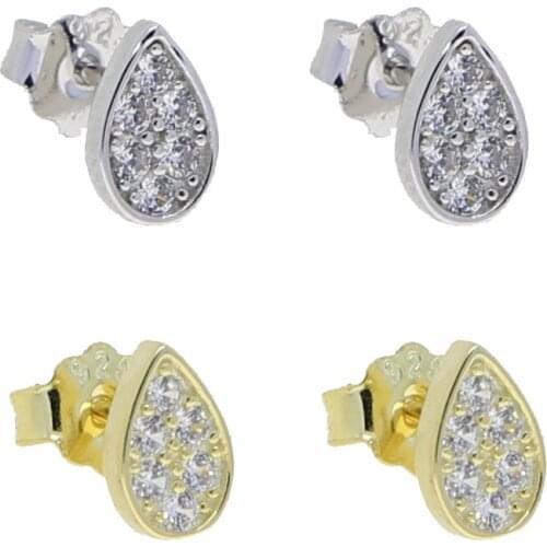 Top quality 925 Silver CZ Stud Earrings jewelry Tear Drop Charm Earring Ddelicate Beautiful Elegance Women Ladies Jewelry
