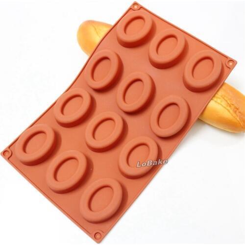High quality 12 cavities oval donut zero shape silicone cake mold candy cookie biscuit doughnut moldes moule a gateau baking
