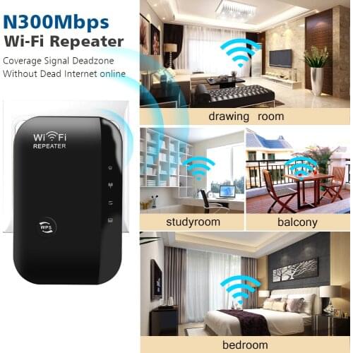 Kebidu 1pcs Wireless N Wifi Repeater 802.11N/B/G Network Router 300Mbps Range Expander Signal Antennas Booster Extend EU/US Plug