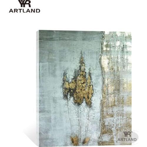 YYR-ARTLAND Gold painting for wall decoration Hand painted abstract oil painting on canvas hanging pictures for living room