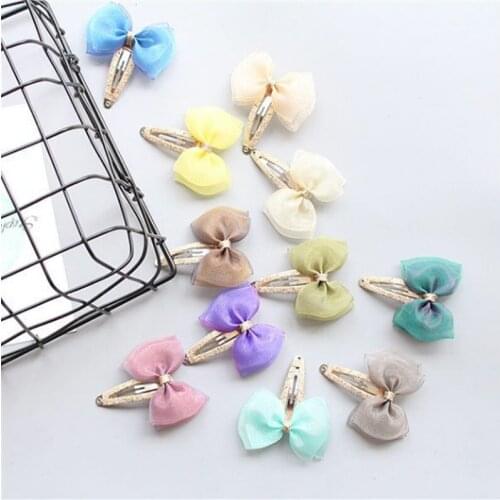15pcs/lot Girls Hair Bows BB Clips Colored Yarn Bow Glitter Princess Hair Barrettes Hairpins Sweet Hairgrips Hair Accessories