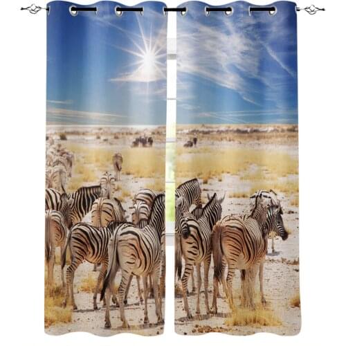 African Grassland Zebra Blackout Curtain Bedroom Kitchen Window Curtain Home Decor Curtains for Living Room