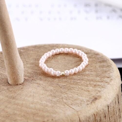 Temperament Niche Pearl Beaded Ring Simple Ins Wind French Romantic Index Finger Ring Student Tail Ring Wedding Bridal Jewelry