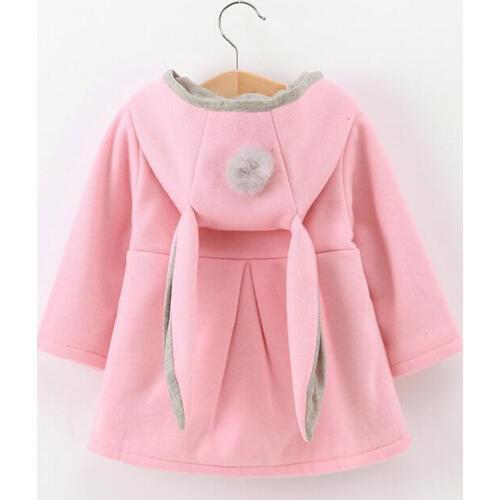 Winter autumn baby girls Outerwear sweatshirts Long sleeve 3D Rabbit ear coat fashion clothes children clothing