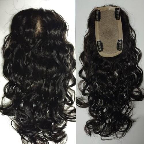 20'' Water Wave Clips In Topper One Piece Haipiece Black Brown Long Corn Wave Hair Extension Clip In Toupee For Women