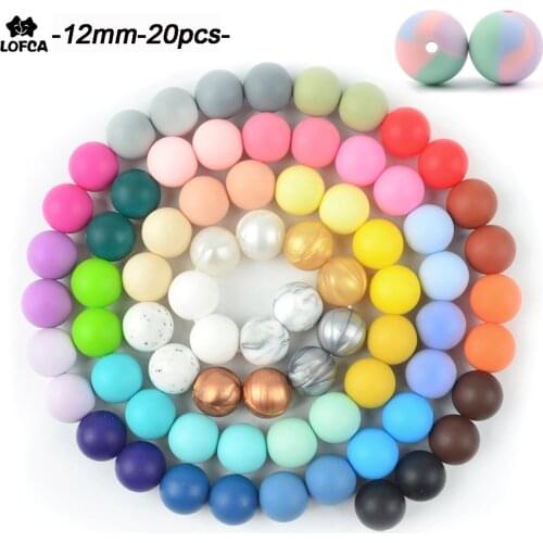 LOFCA 12mm 20pcs Silicone Beads Tie Dye Silicone Food Grade Teething Beads DIY BPA Free Jewelry Baby Teether Toy Pacifier Chain