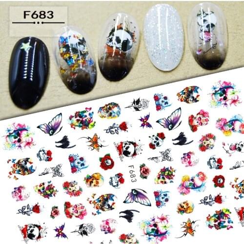3D Nail Sticker Decals Self-adhesive Design Stickers for Nails Flowers Skull Butterfly Stickers for Manicure Nail Art Decoration