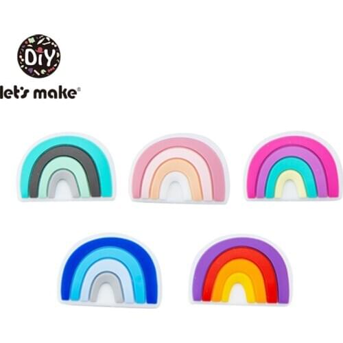 LetS Make 5pcs Baby DIY Silicone Beads Teether Toys Accessory Food Grade Baby Silicone Necklace DIY Jewelry Necklace