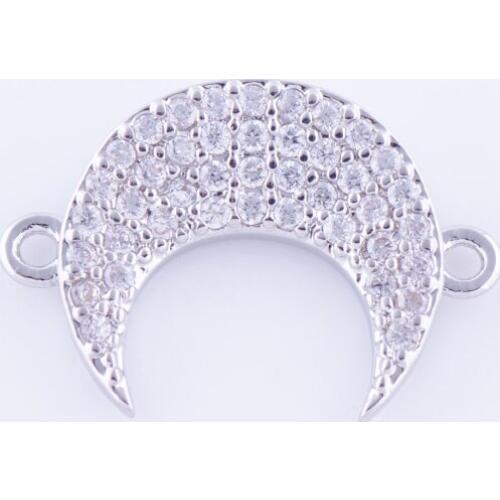 5 pieces Jewelry Shining Zircon Moon Charms For Jewelry Making Bijoux Copper Micro Pave Czech Charms Connectors Wholesale Gifts