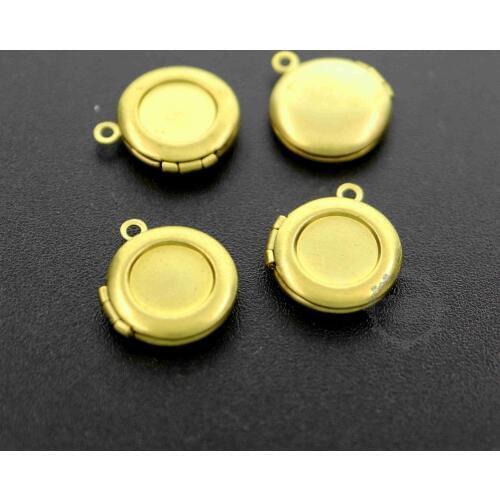 8MM Round Bezel Setting Size 14MM Raw Brass Vintage Style Tiny Photo Locket Pendant Charm DIY Supplies 1110033