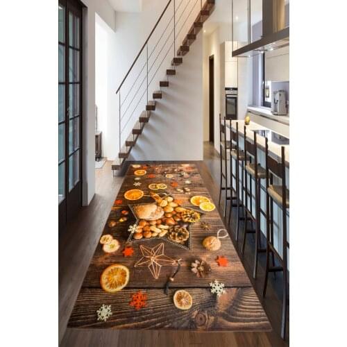 Bonny Home 3D Nuts Pattern 80x150 cm Slip-Resistant Leather Sole Kitchen Rug Rugs Runner
