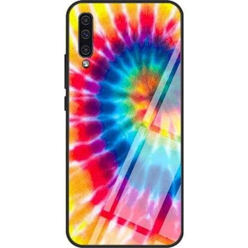 Spring TIe Dye Tempered Glass Case For Samsung A52 A12 A32 A42 A72 A31 A51 A71 A40 A50 A70 A20e A21S
