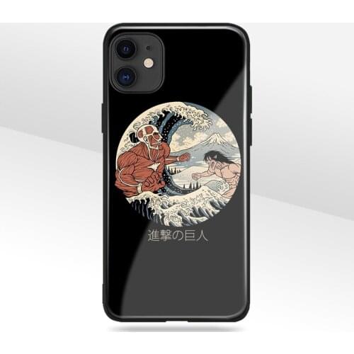 Attack on Titan anime great wave anime glass soft silicone Phone case For iPhone SE 6s 7 8 Plus X XR XS 11 Pro Max cover shell