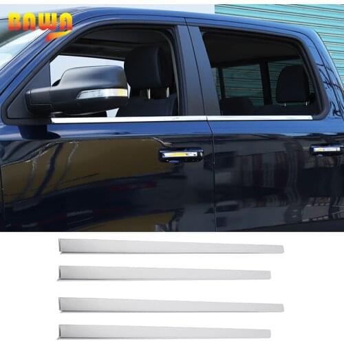 BAWA Stainless Steel Car Window Trim Decoration Chrome Strips Stickers Fit For Dodge RAM 1500 2018-2020 Car product