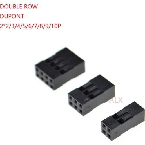 20PCS double row dupont header connector 2.54MM pitch male female JUMPER cable wire plug Housing 2*2/3/4/5/6/7/8/9/10 pin