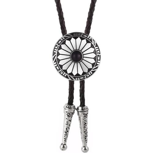 European and American fashion bolo tie 3D round zinc alloy leather handmade suit tie holiday banquet gift