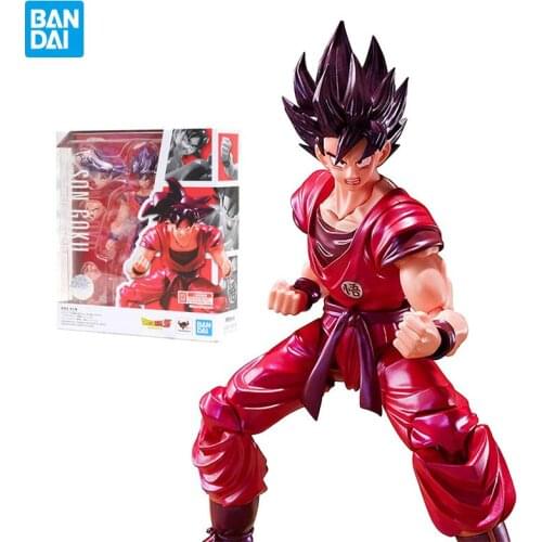 Bandai Original Shf Dragon Ball Z Anime Figure Goku Kakarot Red Kaiouken Action Figure Pvc Model Collectible Toys for Boys