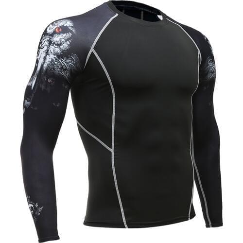 Wolf 3D Printed T-shirt Compression Tights Men Fitness Running Shirt Breathable Long Sleeve Sport Rashgard Gym Cycling Clothing