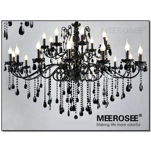 HOT Sale French Style Crystal Chandelier Lighting Fixture Vintage Black Wrought Iron Chandelier Suspension Hanging Lamp Light