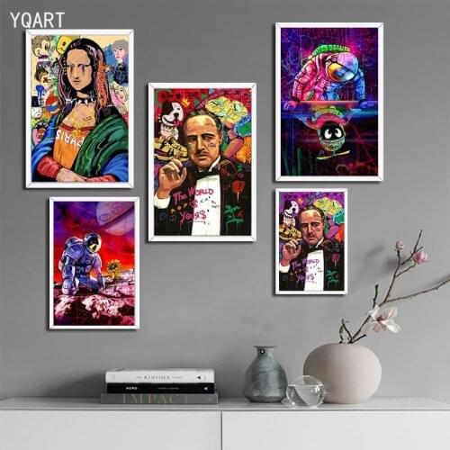 Graffiti Street Artwork Abstract Mona Lisa Canvas Paintings on The Wall Art Poster Printing Pictures Modern Home Room Decoration