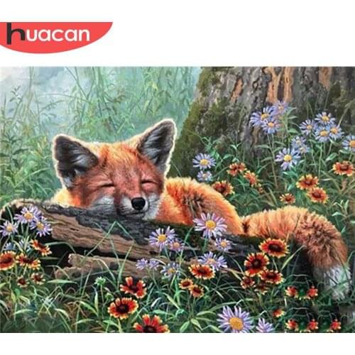 HUACAN 5D DIY Diamond Embroidery Fox Full Square/Round Drill Diamond Painting Cross Stitch Animal Handicraft Home Decor