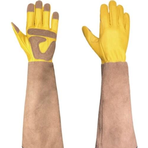 Leather Gardening Gloves with Forearm Protection Rose Pruning Gloves for Men & Women, Long Thorn Proof Gardening Gloves