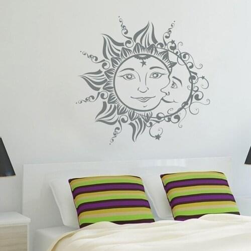 Creative Design Moon Sun vinyl Wall Decals Symbol Nights and Day Stickers Bohemian Boho Interior Home Decor Bedroom Murals A892