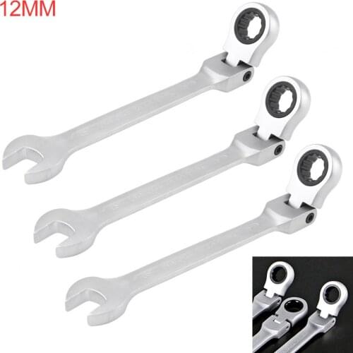 12MM Flexible Head Matte Ratchet Dual Use Wrench Polished Foldable Combination Spanner Open End Plum End Spanner for Repairing
