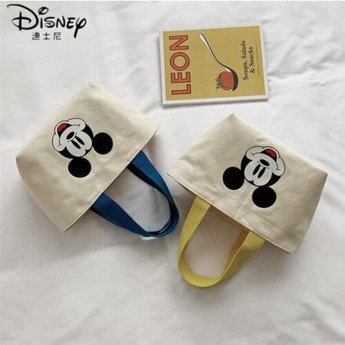 Disney Anime Mickey Mouse Trend Handbags Mickey Casual Bag Mickey Portable Canvas Bag Handcuffs Bag Woman School Bags for Girls