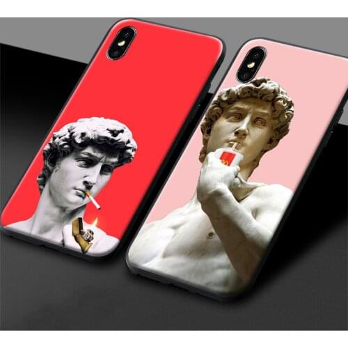 Spoof personality statue sculpture Funny art soft silicone Phone case cover shell For iPhone 6 6s 7 8 Plus X XR XS 11 Pro Max