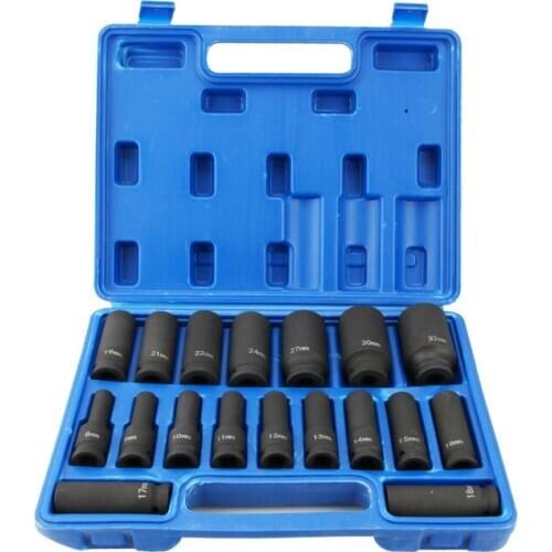 18Pcs 1/2" Inch Drive Air Hex Bit Socket Set Repair Tool Kit 8MM-32MM New
