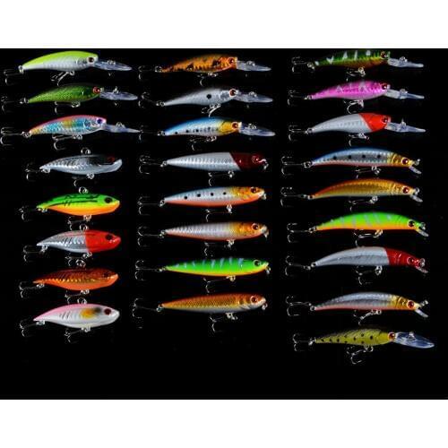 25PCS/Lot Fishing Lure Set Mixed Minnow/Pencil/VIB Hard Bait 25 Colors Available Tight Wobble Slow Fishing Tackle wholesale